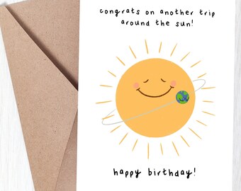 Another Trip Around the Sun Happy Birthday Greeting Card for Dad Birthday card for Mom Friend Birthday Card