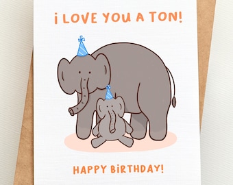 Birthday Card Elephant Birthday Card for Mom Gift Birthday Animal Card Cute Happy Birthday Card