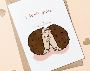 Love Card for Girlfriend Hedgehog Lover Card Appreciation Card for Boyfriend Friendship Card Appreciation Card