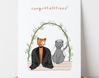 Wedding Card Congratulations Card Marriage Card New Couple Card Cat Wedding Card Engagement Card for Bride Card Cat Congratulations Card