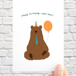 Birthday Card for Him Happy Birthday Card Dad Papa Bear Card Blank Birthday Card Animal Card for Father image 5