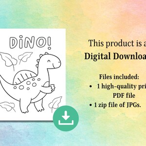 Página para colorear imprimible Hojas para colorear de dinosaurios Hojas de actividades de dinosaurios Página para colorear imprimible para niños imagen 3