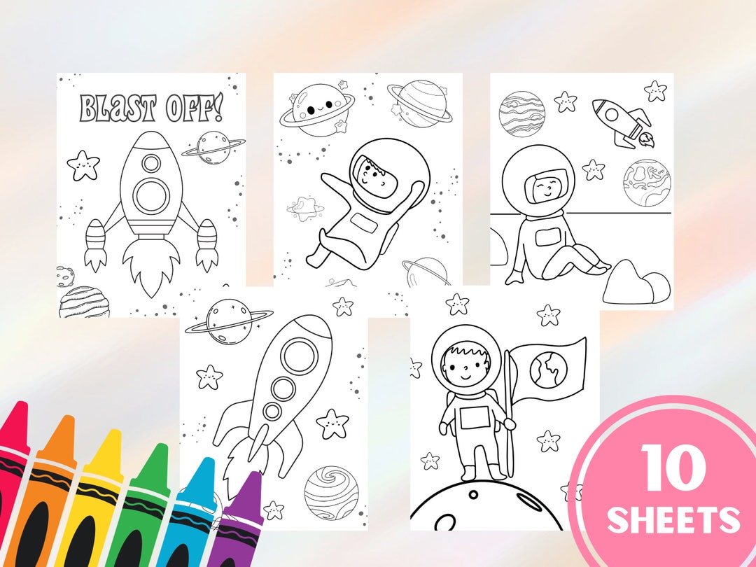 Printable Coloring Page for Kids Space Colouring Page - Etsy