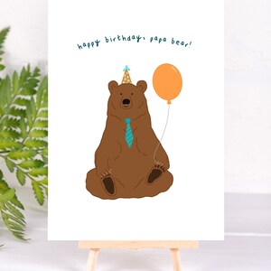 Birthday Card for Him Happy Birthday Card Dad Papa Bear Card Blank Birthday Card Animal Card for Father image 7