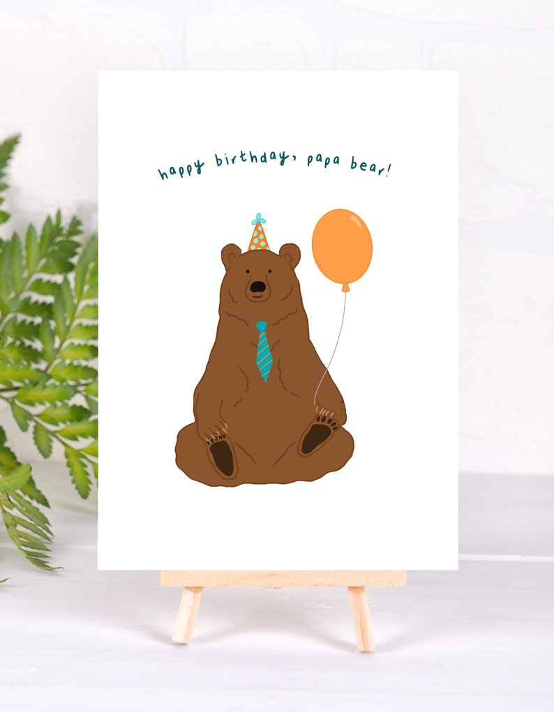 Birthday Card for Him Happy Birthday Card Dad Papa Bear Card Blank Birthday Card Animal Card for Father image 7