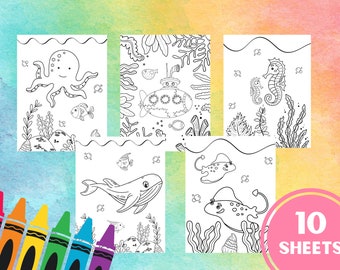 Paginas para colorear de animales marinos Página para colorear de animales imprimibles Hojas para colorear bajo el mar Página de actividades para niños de animales marinos Página para colorear imprimible