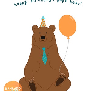 Birthday Card for Him Happy Birthday Card Dad Papa Bear Card Blank Birthday Card Animal Card for Father image 4