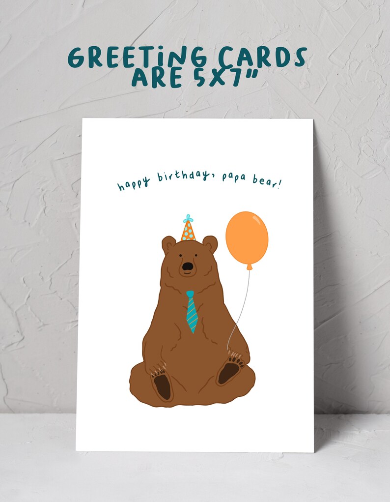 Birthday Card for Him Happy Birthday Card Dad Papa Bear Card Blank Birthday Card Animal Card for Father image 6