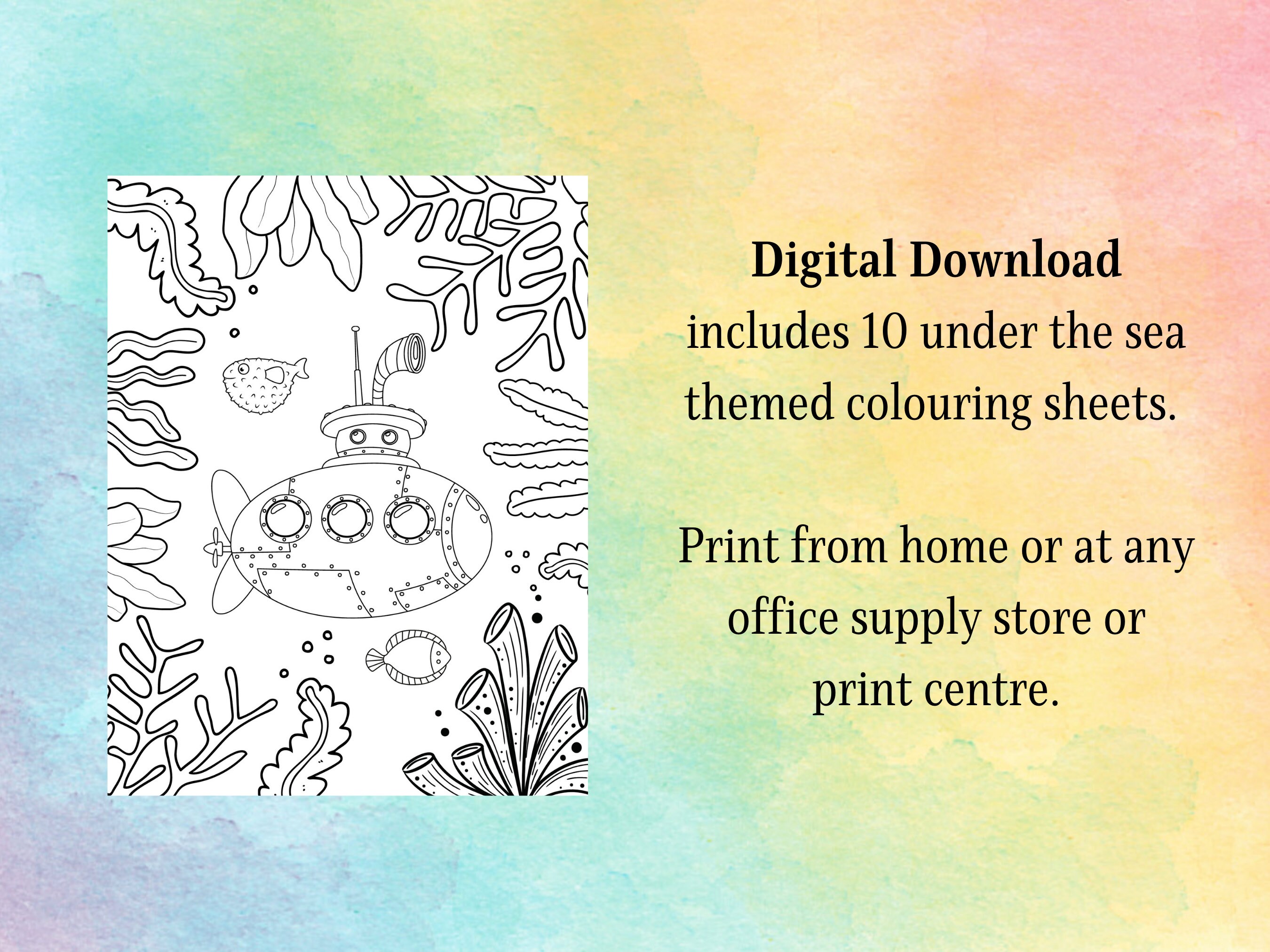 Sea Animals Coloring Pages Printable Animal Colouring Page - Etsy