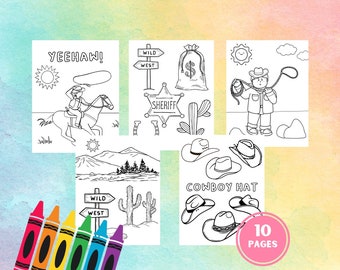 Páginas para colorear de vaqueros para niños Hojas de actividades temáticas de vaqueros Páginas para colorear imprimibles Tema de vaqueros para niños