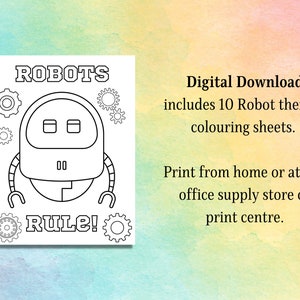 Robot Colouring Sheets for Kids Printable Robot Activity Page Kids Robot Colouring Pages Printable Coloring Pages image 4