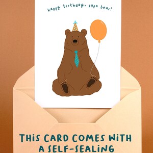 Birthday Card for Him Happy Birthday Card Dad Papa Bear Card Blank Birthday Card Animal Card for Father image 3
