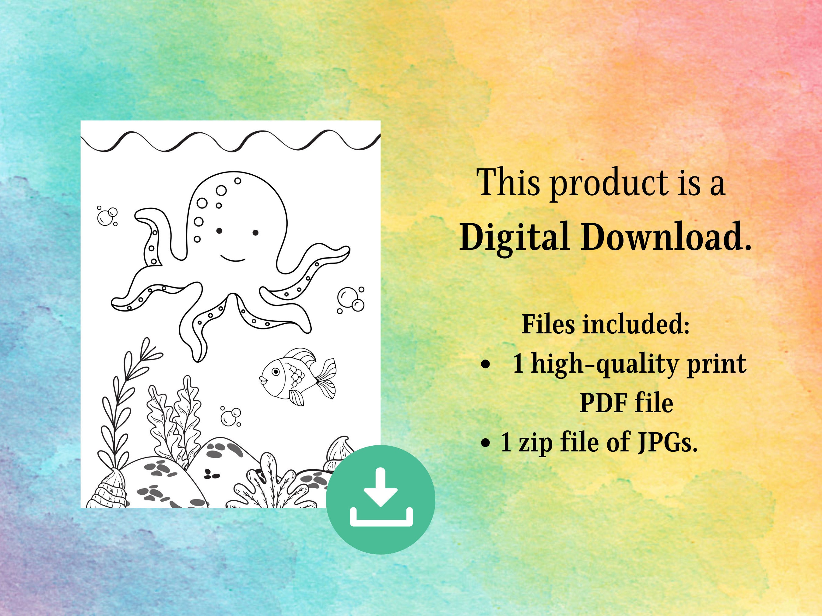 Sea Animals Coloring Pages Printable Animal Colouring Page - Etsy