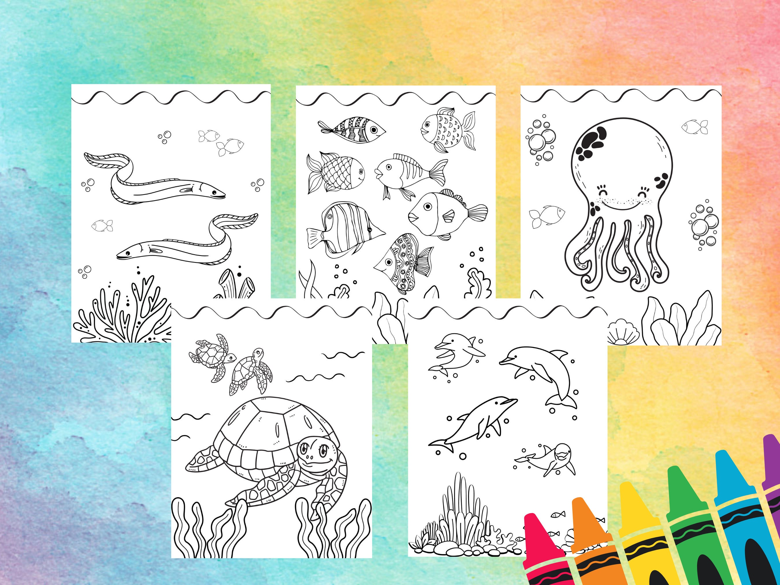 Sea Animals Coloring Pages Printable Animal Colouring Page - Etsy