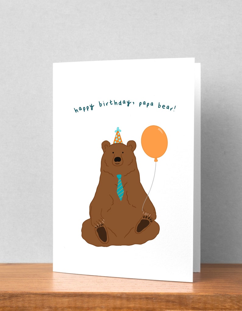 Birthday Card for Him Happy Birthday Card Dad Papa Bear Card Blank Birthday Card Animal Card for Father image 1