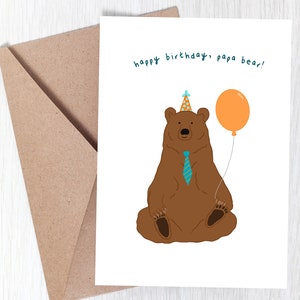 Birthday Card for Him Happy Birthday Card Dad Papa Bear Card Blank Birthday Card Animal Card for Father image 2
