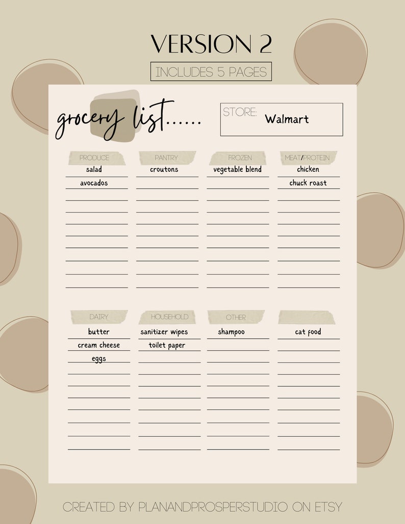 Printable Editable Weekly Meal Planner, Grocery List Template, Digital ...
