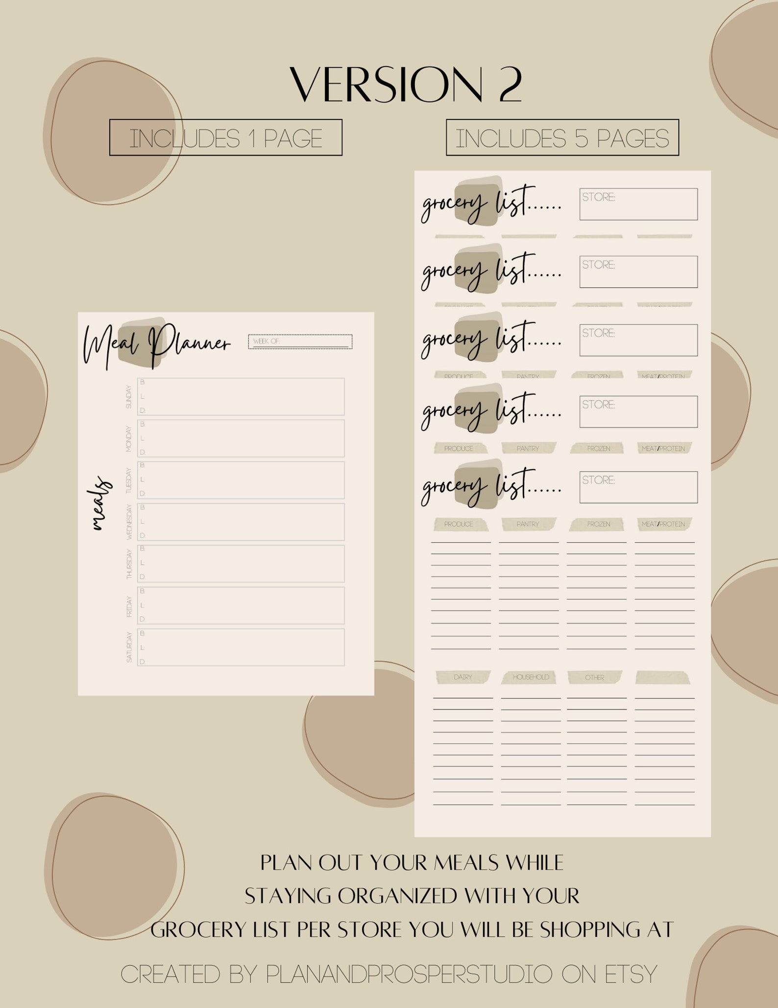 Printable Editable Weekly Meal Planner, Grocery List Template, Digital ...