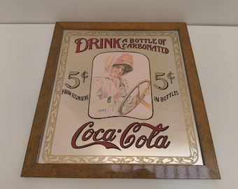 Vintage Coca Cola Mirror, Collector's Coca Cola Decor, Coca Cola