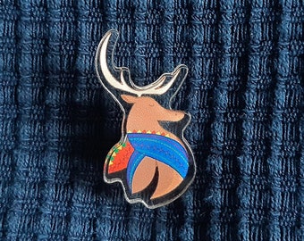 Northern Reindeer, Epoxy Acrylic Lapel Pin Inspired Finland, Lapland