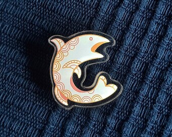 Traditional finnish fish salmon, Epoxy Acrylic Lapel Pin Inspired Finland