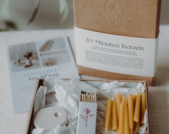 Achtsamkeitsbox-Box I 20-Minuten-Kerzen, Mindfulness, Meditation, Geschenkbox, Auszeit, Ritualkerze, Selbstliebe