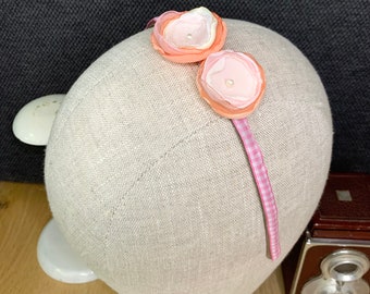 Pink Flower Headband // Communion, Wedding, Hair Accessories, Girls, Bridesmaid, Flower Girl, Check