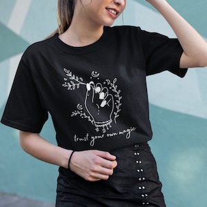 Floral Witchy Mystical Tshirt, Unisex Oversized Top, Celestial Moon Child Tee, Boho Spiritual Wiccan Top, Halloween Tshirt, Valentine Gift