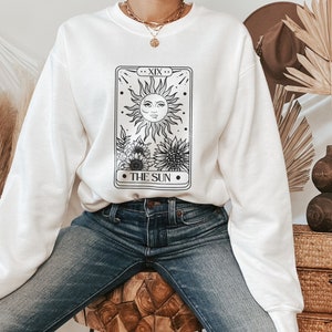 The Sun Tarot Sweatshirt, Celestial Witchy Boho Top, Mystical Moon Child Sweater, Wiccan Occult Halloween Sweatshirt, Valentine Gift for Her