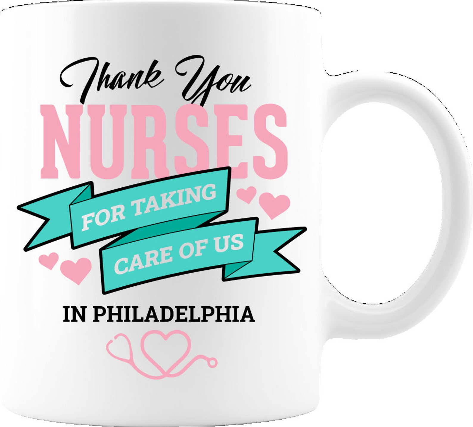 Nurses Thank You Coffee Mug Customizable City 11oz White Etsy