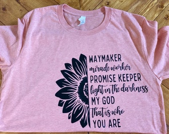 Waymaker Miracle worker Promise,Motivating/Self Love/Self Esteem/Positive Quotes T-Shirt, Christian Apparel/Faith Clothing, Christian Gift