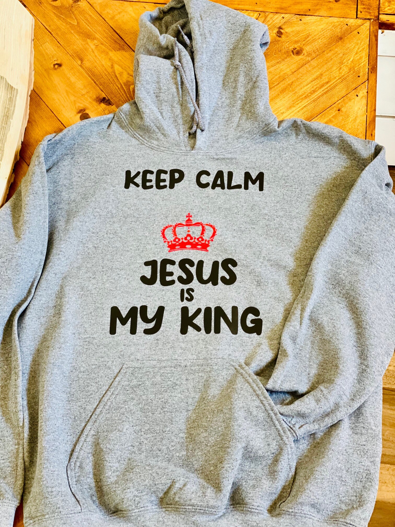 Keep Clam Jesus Is My King Christian Hoodie,Preppy Hoodie, Aesthetic Hoodie, Cozy Hoodie, Bible Verse On Hoodie, Trendy Hoodie, Jesus Hoodie