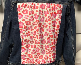 Pink Animal Print on white or  blue denim