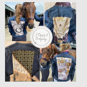 Designer Scarf Embellishing Denim Jacket Message US
