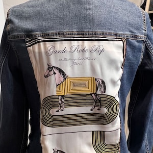 Horse track silk French scarf Jacket Silk Scarf Designer Scarf Jean Jacket Women&#39;s Ladies Sewn Satin Scarf Designer Scarf