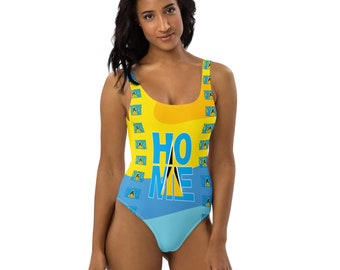 St. Lucia Flag One-Piece Swimsuit | by Soca Mode