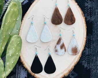 Cowhide Earrings Etsy