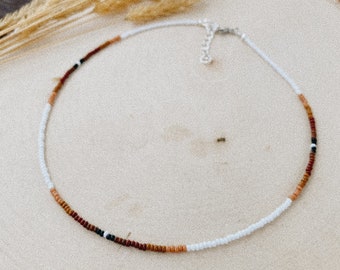 Western Beaded Choker Necklace • Neutral Colors • Boho Western Jewelry • The Moccasin