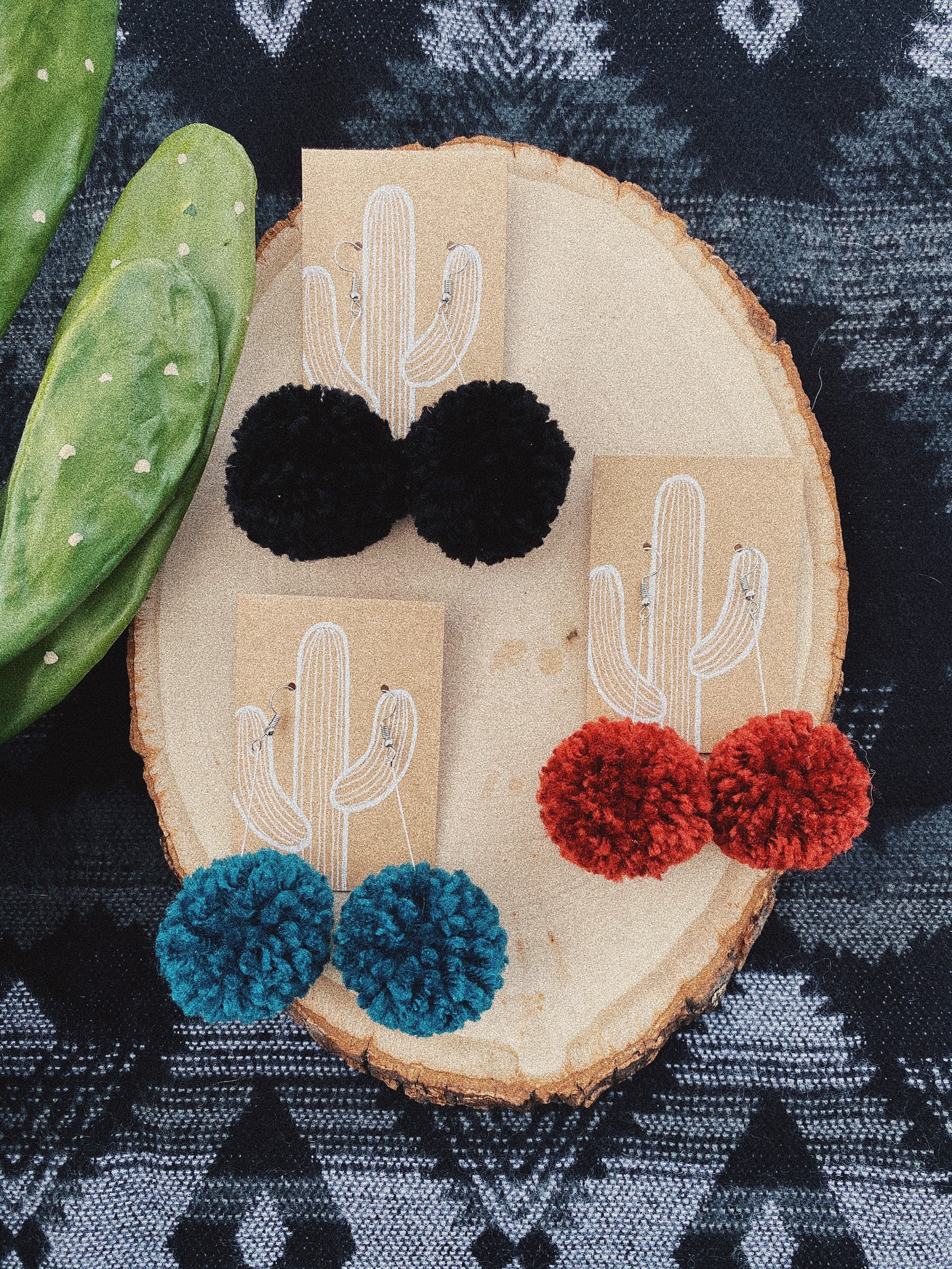 Western Pom Pom Earrings!