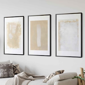 Modern Simple Neutral Gallery Wall Art Set of 3 Beige Nordic Prints Simple Abstract Art Minimalist Paint Brush Strokes Texture art