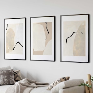 Modern Shapes Abstract Texture Art Gallery Wall Art Set of 3 Beige Nordic Prints Simple Abstract Art Modern Forms Neutral Art