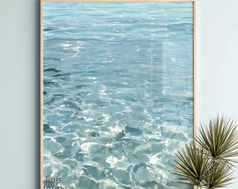 Pintura de agua de mar, lámina de casa de playa costera