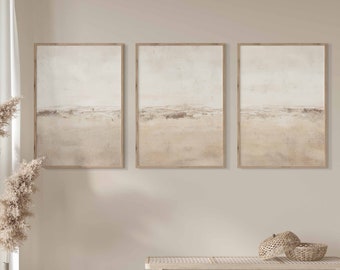 Beige Abstract Gallery Wall Art Set of 3 Simple Neutral Nordic Prints Simple Abstract Art Modern Minimalist Abstract Art Modern Minimal Art