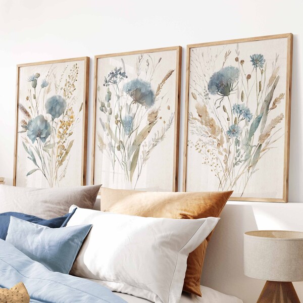 Blue Beige Wall Art Etsy
