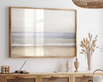 Neutral Beach Painting: Minimalist Coastal Landscape Art (Digital Download)