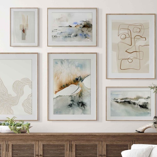 Modern/simple/neutral Gallery Wall Art Set of 3 Abstract Art Etsy