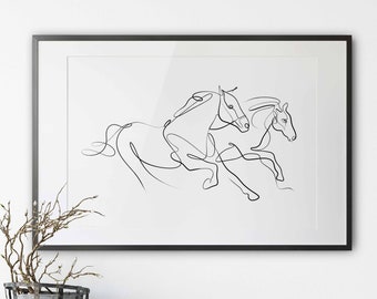 Horse Drawing Horse Line Art Horizontal Horse Art Print Modern Line Drawing Horse Line Drawing Horse Print One Line Drawing Single Line Art