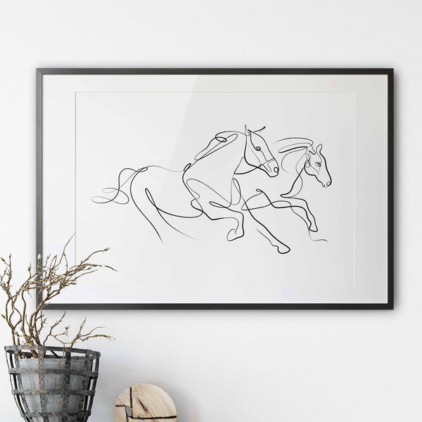 Horse Drawing Horse Line Art Horizontal Horse Art Print Modern Line Drawing Horse Line Drawing Horse Print One Line Drawing Single Line Art