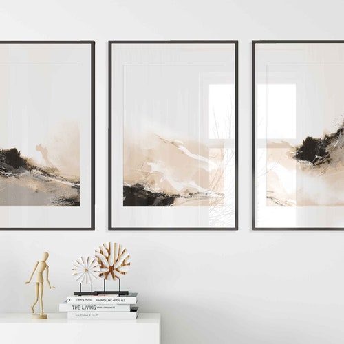 Modern Simple Neutral Beige Abstract Gallery Wall Art Set of 3 Etsy