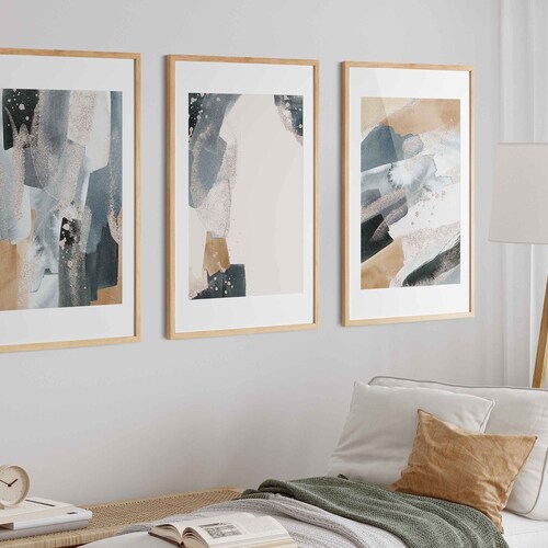 Navy Blue Watercolor Gallery Wall Art Set of 3 Prints Nordic Etsy